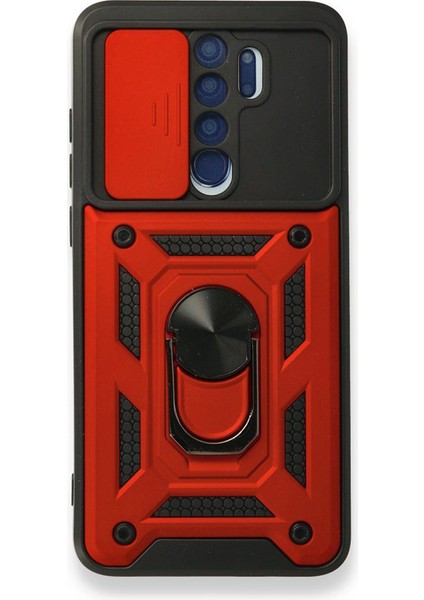Xiaomi Redmi Note 8 Pro Kılıf Tank Aramid Sürgülü Vega Yüzüklü+Nano Kırmızı
