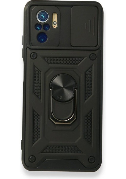Xiaomi Redmi Note 10S Kılıf Tank Aramid Sürgülü Vega Yüzüklü+Nano Siyah