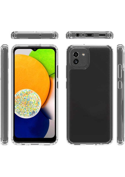 Samsung Galaxy A03 Kılıf Süper Silikon Lüx Kamera Korumalı Şeffaf+Nano