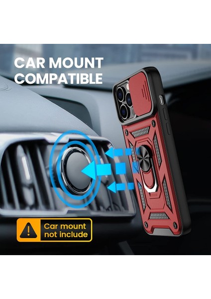 Apple iPhone 13 Pro Max Kılıf Tank Aramid Sürgülü Vega Yüzüklü+Nano Kırmızı modelleri