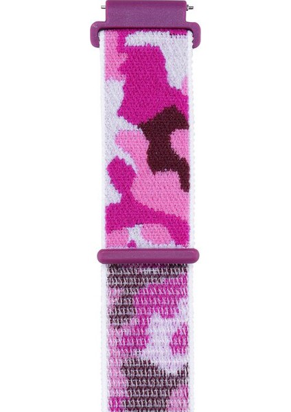 General Mobile Gm Watch Kordon Cırtcırt Asker Desenli Kumaş Ayarlanabilir Pembe Koyu