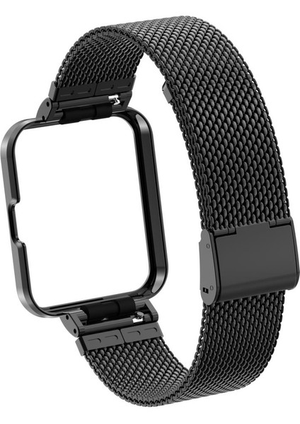 Redmi Watch 2 Lite Uyumlu Klipsli Hasır Metal Kordon & Kasa Koruma 2 In 1 Tel Örgü Kayış modelleri