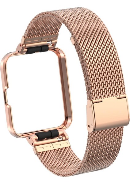 Redmi Watch 2 Lite Uyumlu Klipsli Hasır Metal Kordon & Kasa Koruma 2 In 1 Tel Örgü Kayış modelleri