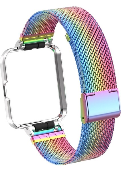 Redmi Watch 2 Lite Uyumlu Klipsli Hasır Metal Kordon & Kasa Koruma 2 In 1 Tel Örgü Kayış modelleri