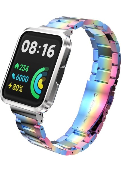 Redmi Watch 2 Lite Uyumlu Baklalı Model Metal Kordon & Kasa Koruma 2 In 1 Paslanmaz Çelik Kayış fiyatları