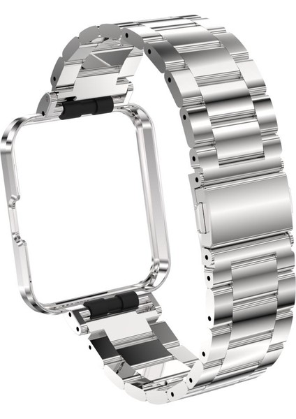 Redmi Watch 2 Lite Uyumlu Baklalı Model Metal Kordon & Kasa Koruma 2 In 1 Paslanmaz Çelik Kayış modelleri