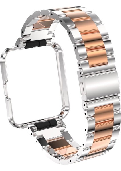 Redmi Watch 2 Lite Uyumlu Baklalı Model Metal Kordon & Kasa Koruma 2 In 1 Paslanmaz Çelik Kayış modelleri