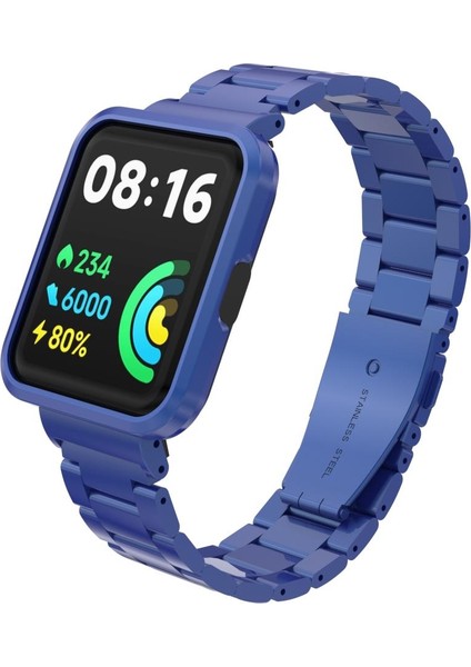 Redmi Watch 2 Lite Uyumlu Baklalı Model Metal Kordon & Kasa Koruma 2 In 1 Paslanmaz Çelik Kayış fiyatları