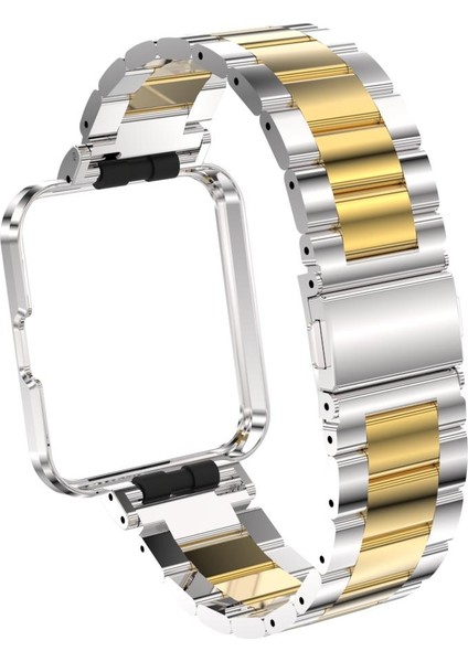 Redmi Watch 2 Lite Uyumlu Baklalı Model Metal Kordon & Kasa Koruma 2 In 1 Paslanmaz Çelik Kayış modelleri