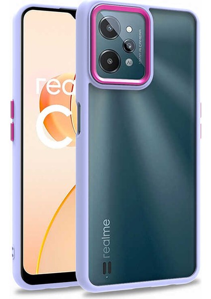 Realme C31 Uyumlu Kılıf Arkası Şeffaf Köşeleri Renkli Şık Flora Kapak
