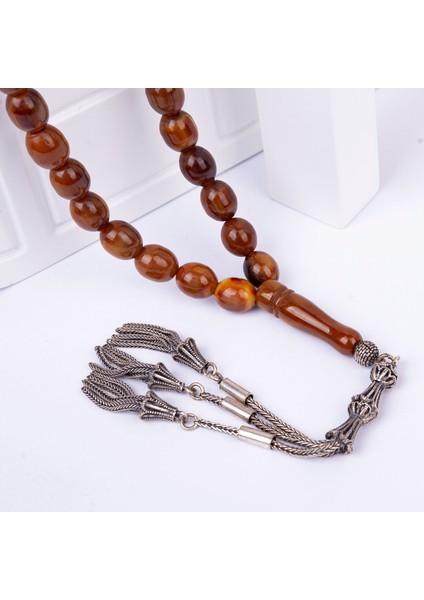 Gümüş Püsküllü Beyzi Kesim Çekoslavak Katalin Tesbih