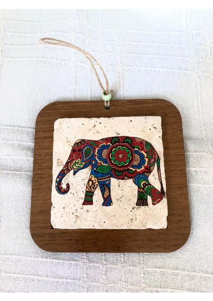 Bohem Taş Duvar Süsü Fil 4X14 cm Dekoratif Şık