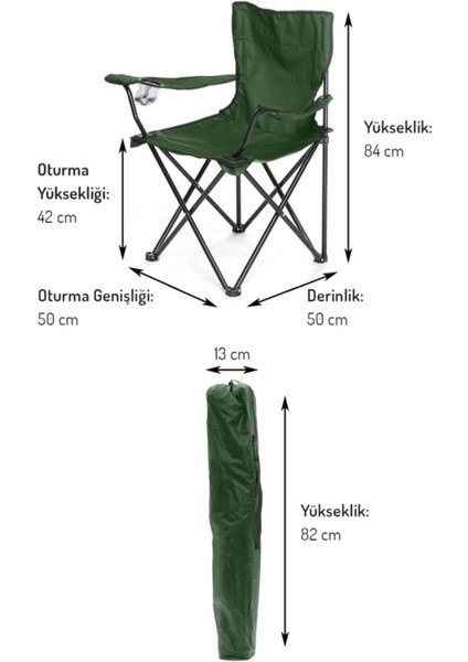 4 Adet Taşınabilir Kamp Sandalyesi Katlanır Kamp Sandalyesi - Yeşil