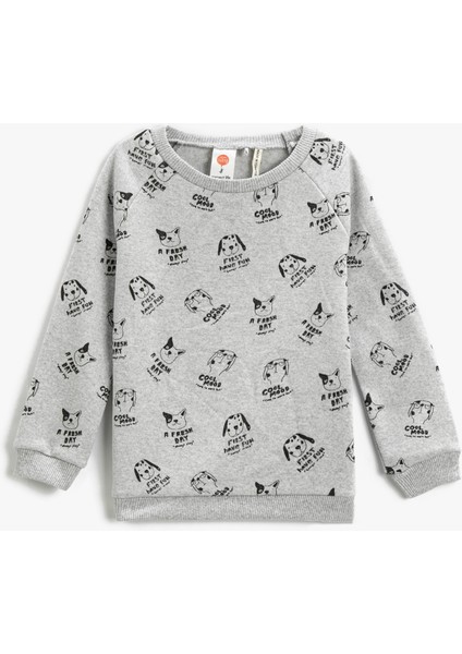 Baskılı Sweatshirt Bisiklet Yaka