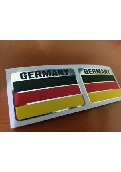 2 Adet Germany Alman Bayrağı Logo Amblem Sticker 2D 6X4Cm