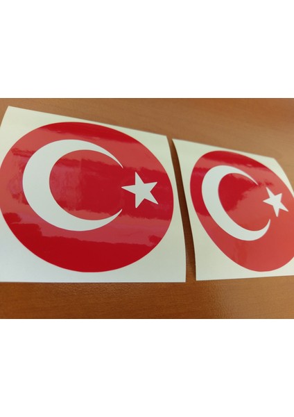Türk Bayrağı Ay Yıldız 2 Adet Daire Bayrak Stickeri