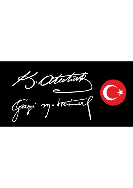 3 Parça 30Cm Gazi Mustafa Kemal + Kemal Atatürk Imzası + Bayrak