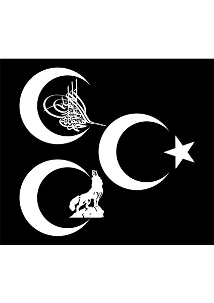 3 Hilal Bozkurt Osmanlı Turası Ay Yıldız Stickeri