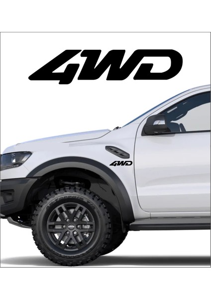 Oto Sticker 4Wd 4X4 Off Road Sticker 2 Adet Sağ Sol 15X4 Cm