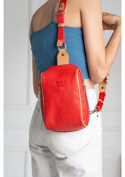 Impolo Lilyan Kırmızı Taba Kadın Bel ve Çapraz Çanta 25X16 Ebatında