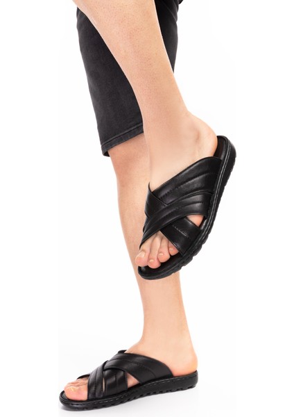 Erkek Siyah Hakiki Deri Comfort Taban Terlik fiyatları