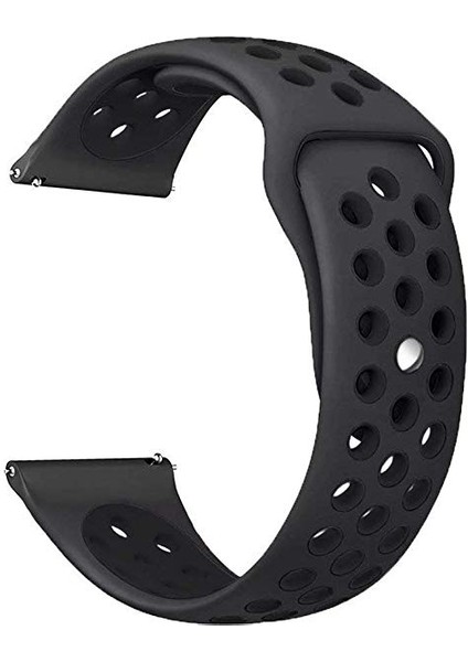 Amazfit Pop - Pop Pro İçin Uyumlu Delikli Silikon Kordon Kayış Siyah - Siyah