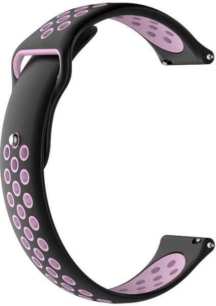 Amazfit Pop - Pop Pro İçin Uyumlu Delikli Silikon Kordon Kayış Siyah Pembe
