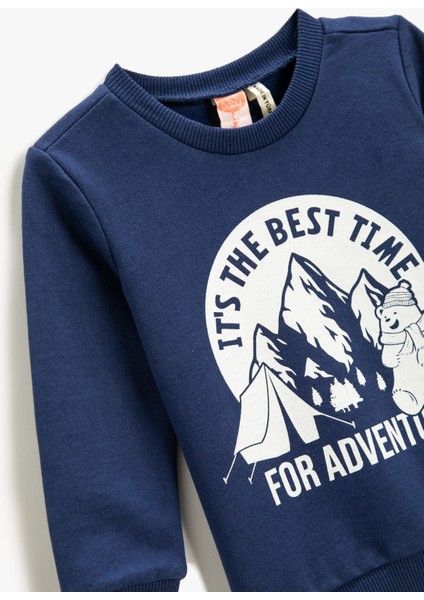 Sweatshirt Uzun Kollu Baskılı Bisiklet Yaka Pamuklu modelleri