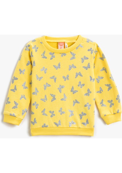 Kelebek Baskılı Sweatshirt Pamuklu