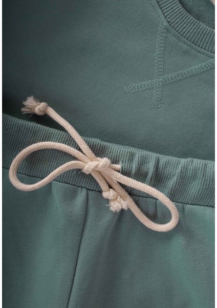 Basic Karyoka Detaylı Sweatshirt Takım Mint Yeşil