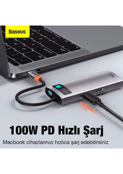 100W 5in1 Type-C Hub, 1x 4K Hdmi, 1x Pd Type C, 3x USB 3.0 Girişli Çoğaltıcı Adaptör