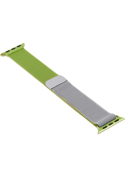 Apple Watch Seri 4 5 6 44 Mm İçin Uyumlu Iki Renkli Metal Milanese Kordon Silver-Green