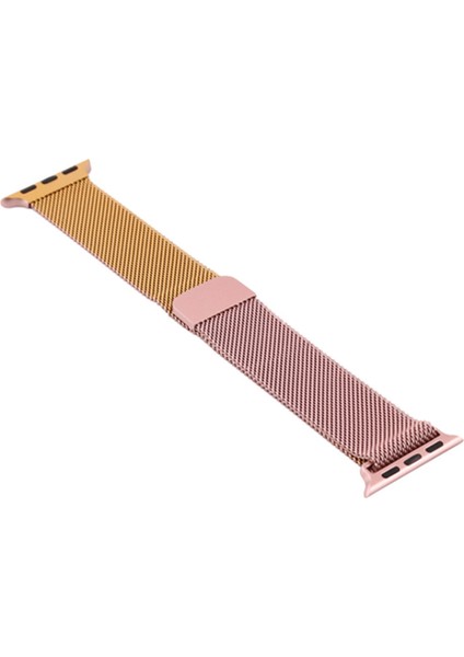 Apple Watch Seri 1 2 3 38 Mm İçin Uyumlu Iki Renkli Metal Milanese Kordon Rose-Gold
