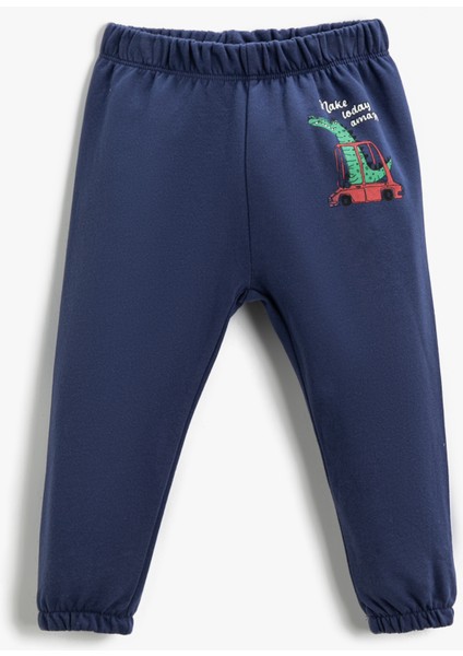 Baskılı Jogger Eşofman Altı Beli ve Paçaları Lastikli