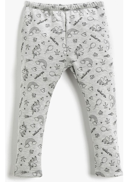 Unicorn Baskılı Tayt Beli Lastikli