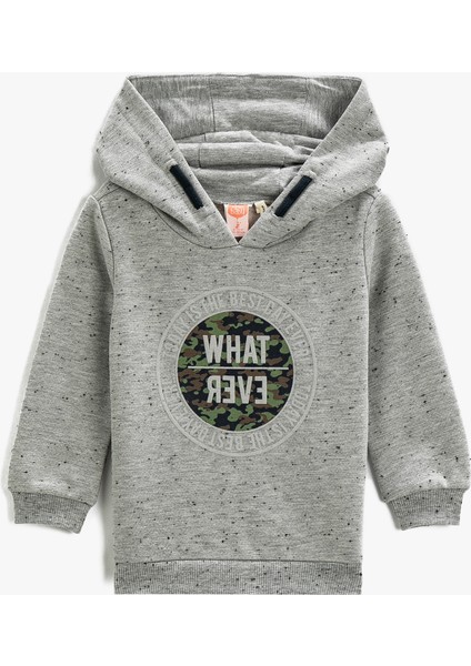 Baskılı Kapüşonlu Sweatshirt