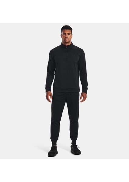 Fleece 1/4 Zip Erkek Siyah Günlük Sweatshirt.001 modelleri