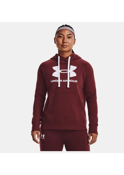 Kadın UA Rival Fleece Logo Kapüşonlu Üst 1356318-690