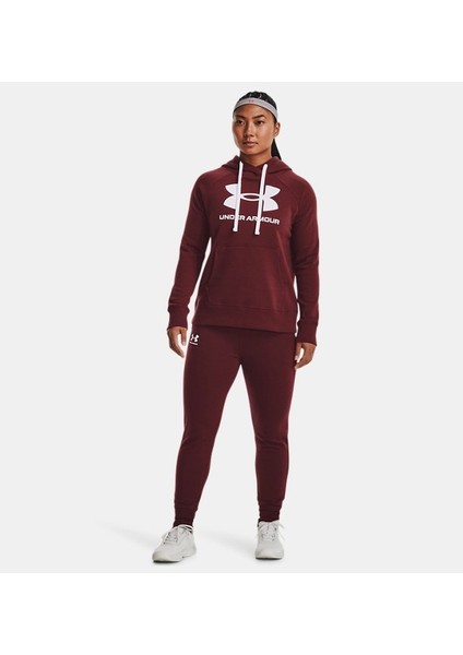 Kadın UA Rival Fleece Logo Kapüşonlu Üst 1356318-690 modelleri