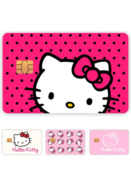 4 Adet Hello Kitty Kart Kaplama Sticker Kart Etiketi