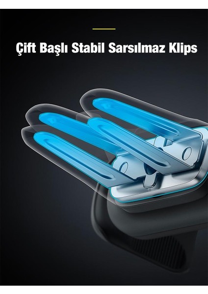 Baseus Araç Içi Yaylı Açılıp Kapanabilen Izgara Tip Havalandırma Girişli Telefon Tutucu