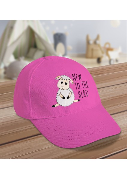 Kids New To The Herd Tasarımlı Cotton Çocuk Şapkası-Pembe