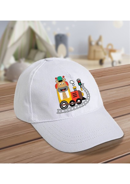 Kids Sevimli Zürafa Tasarımlı Cotton Çocuk Şapkası-Beyaz