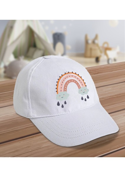 Kids Boho Tasarımlı Cotton Çocuk Şapkası-Beyaz