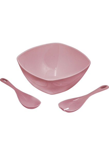 Akrilik Soft Pembe Kare Salata Kasesi