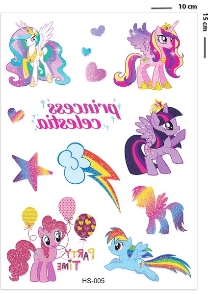 Simli Dövme Serisi Celestia Pony Simli Çocuk Dövmesi