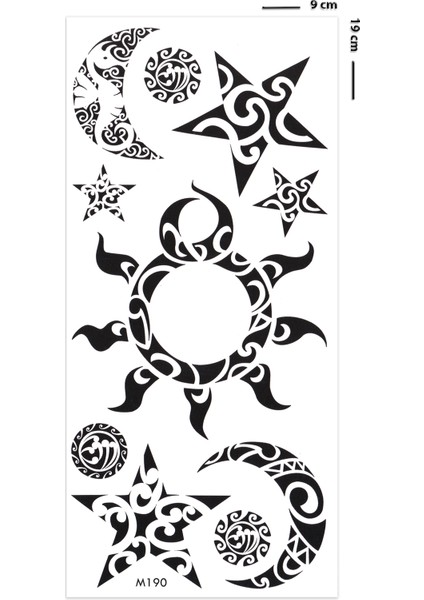 Tribal Güneş ve Yıldız Geçici Dövme Unisex