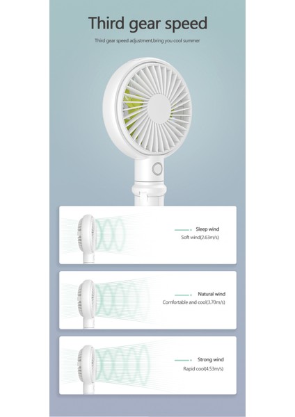 Kablosuz Şarjlı El Tipi Mini Fan Vantilatör Soğutucu 2000MAH