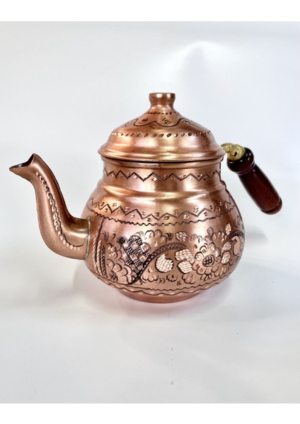 Bakır El İşlemeli Semaver Demliği 1,25 lt