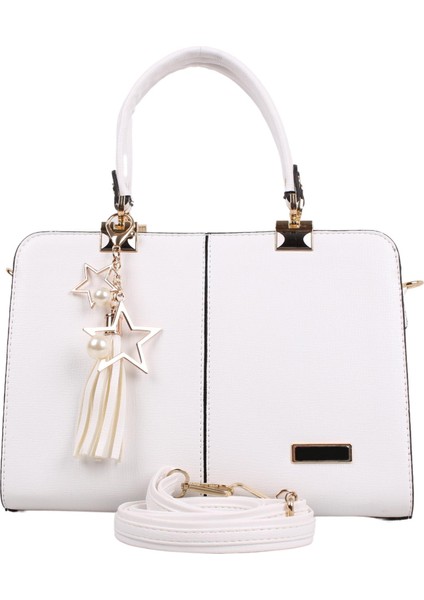 M903 Beyaz Suni Deri Bayan Çapraz El ve Omuz Çantası